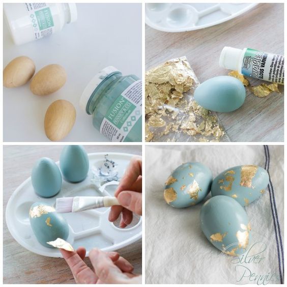 пасхальные яйца с пищевым золотом